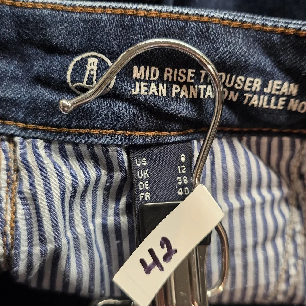 Lands End Womens Wide‎ Leg Trouser Denim Jeans Size 8 Dark Wash